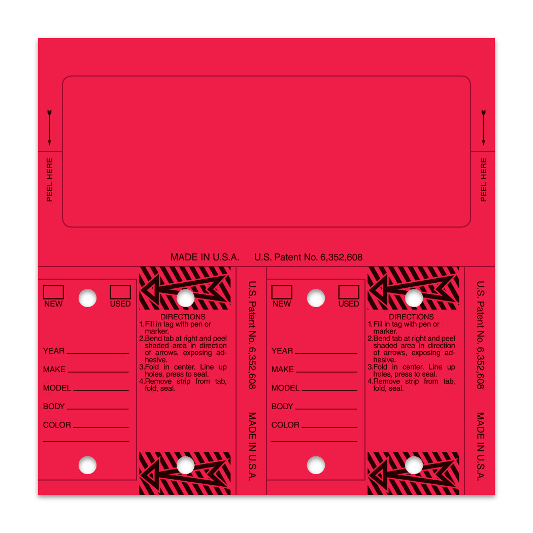 Control-Tags - #226 - Qty. 125 Per Box With Rings - Red Blank