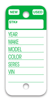 Top Stripe Key Tags, Form  #225 - GREEN, Qty 250