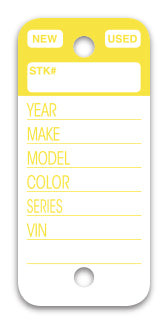 Top Stripe Key Tags, Form  #225 - YELLOW Qty 250