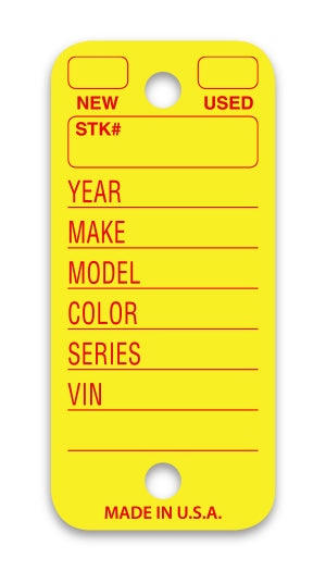 Poly Tag Key Tag - YELLOW # 250 - 250 Per Box