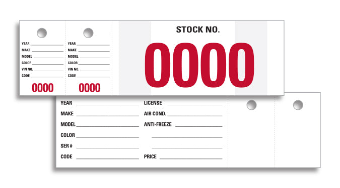Vehicle Stock Number - VSN-0 - 0000-0999, Qty. 1000