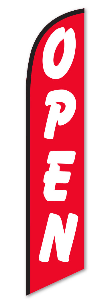 Swooper Banner - OPEN (WHITE LETTER/RED BACKGROUND) - Qty. 1