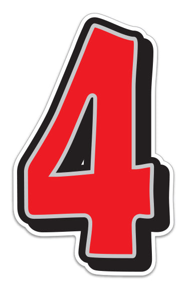 Giant Magnetic Number - Red with Gray Border - 4 - Qty. 1