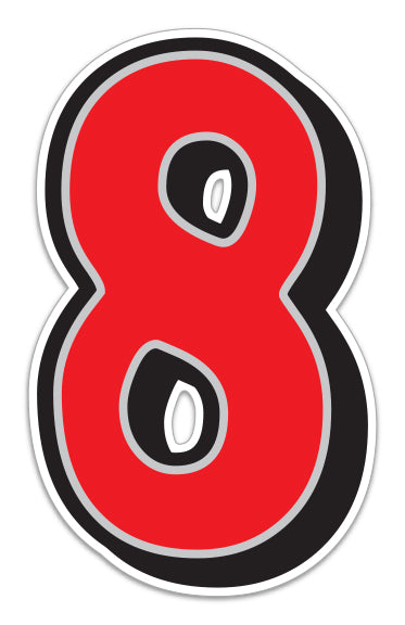 Giant Magnetic Number - Red with Gray Border - 8 - Qty. 1