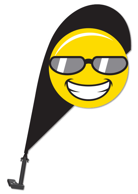 3D Clip on Paddle Flag - Smiley with Sunglasses  - Qty. 1