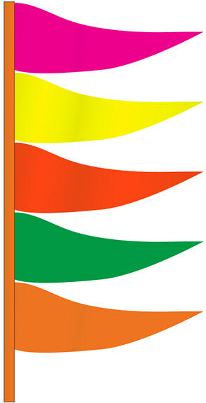 Antenna Flag - Plasticloth - Fluor. Multi Color -  Qty. 12