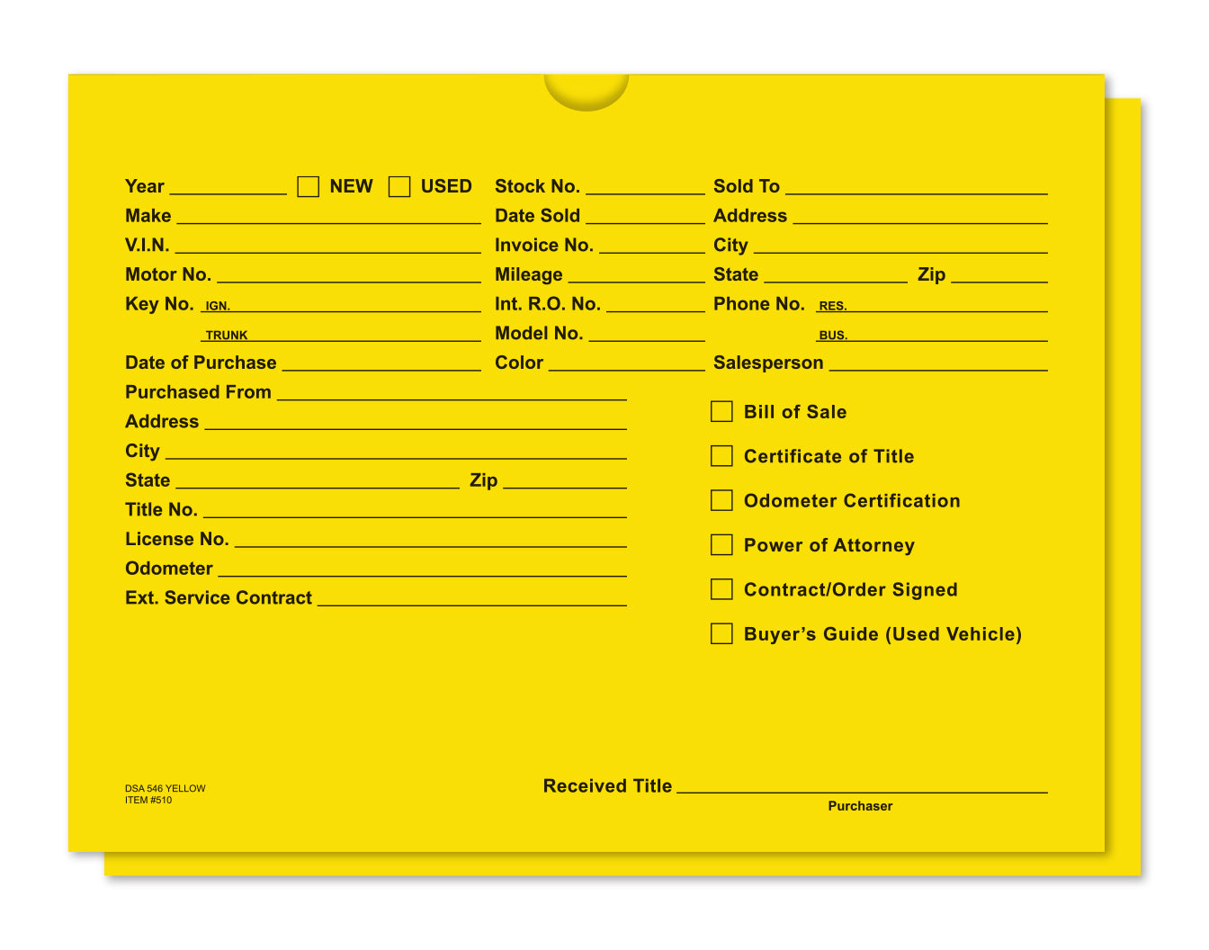 Vehicle Deal Jackets, Printed - DSA-546-YELLOW - Box of 500