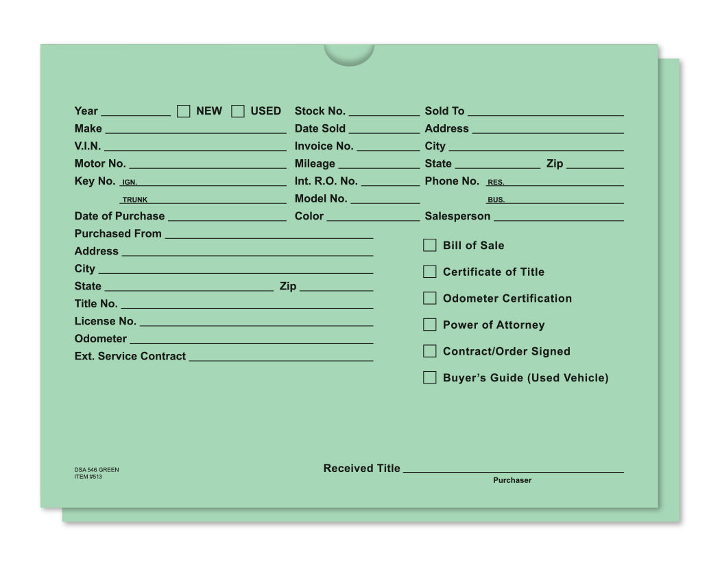Vehicle Deal Jackets, Printed - DSA-546-GREEN - Box of 500