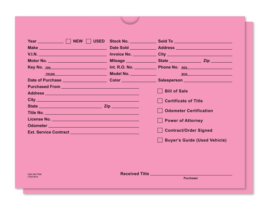 Vehicle Deal Jackets, Printed - DSA-546-PINK - Box of 100