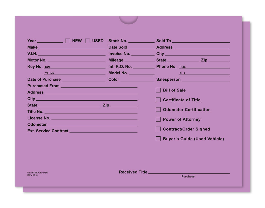 Vehicle Deal Jackets, Printed - DSA-546-LAVENDER - Box of 100