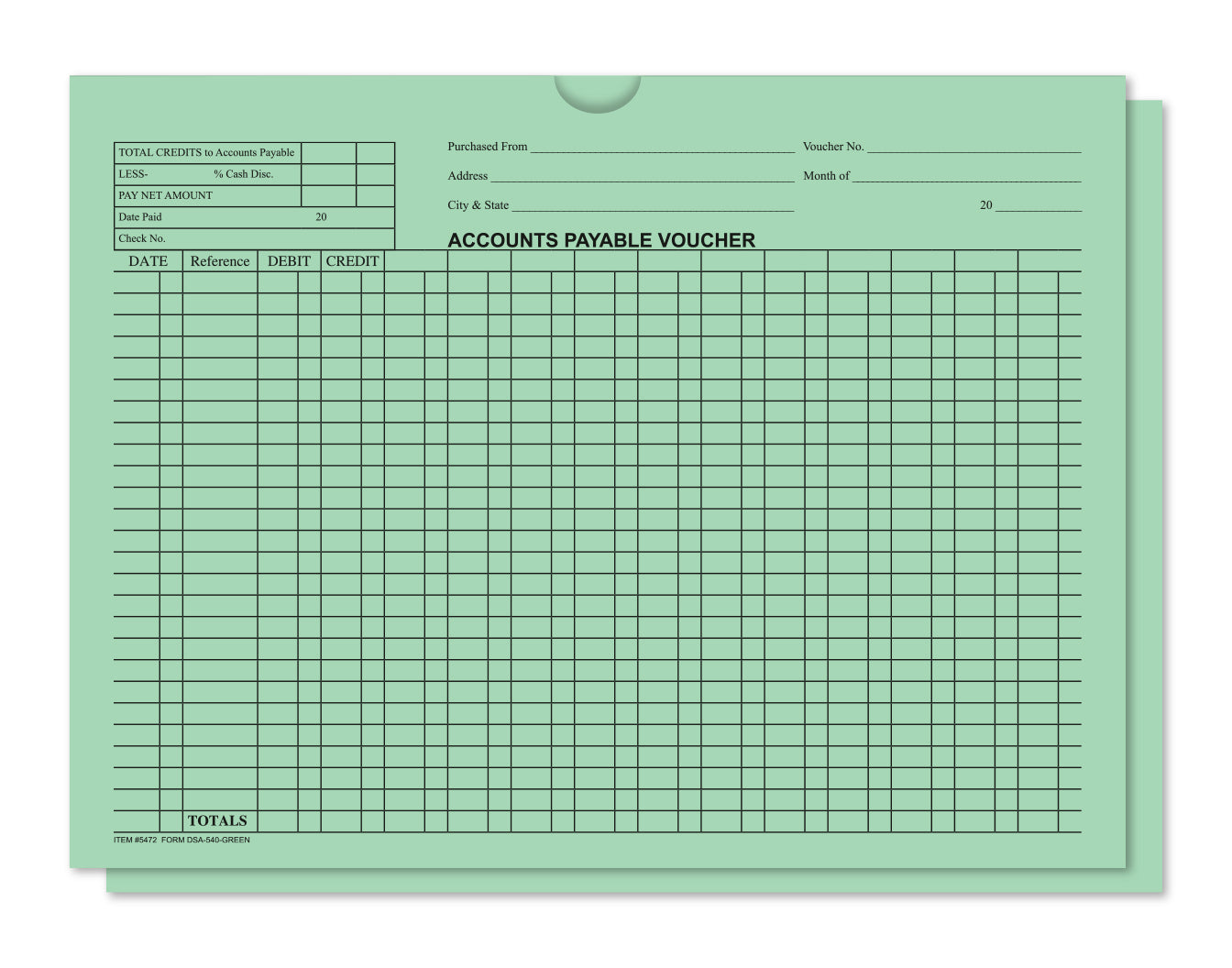 Accounts Payable Voucher Env. - DSA-540 GREEN - Qty. 500