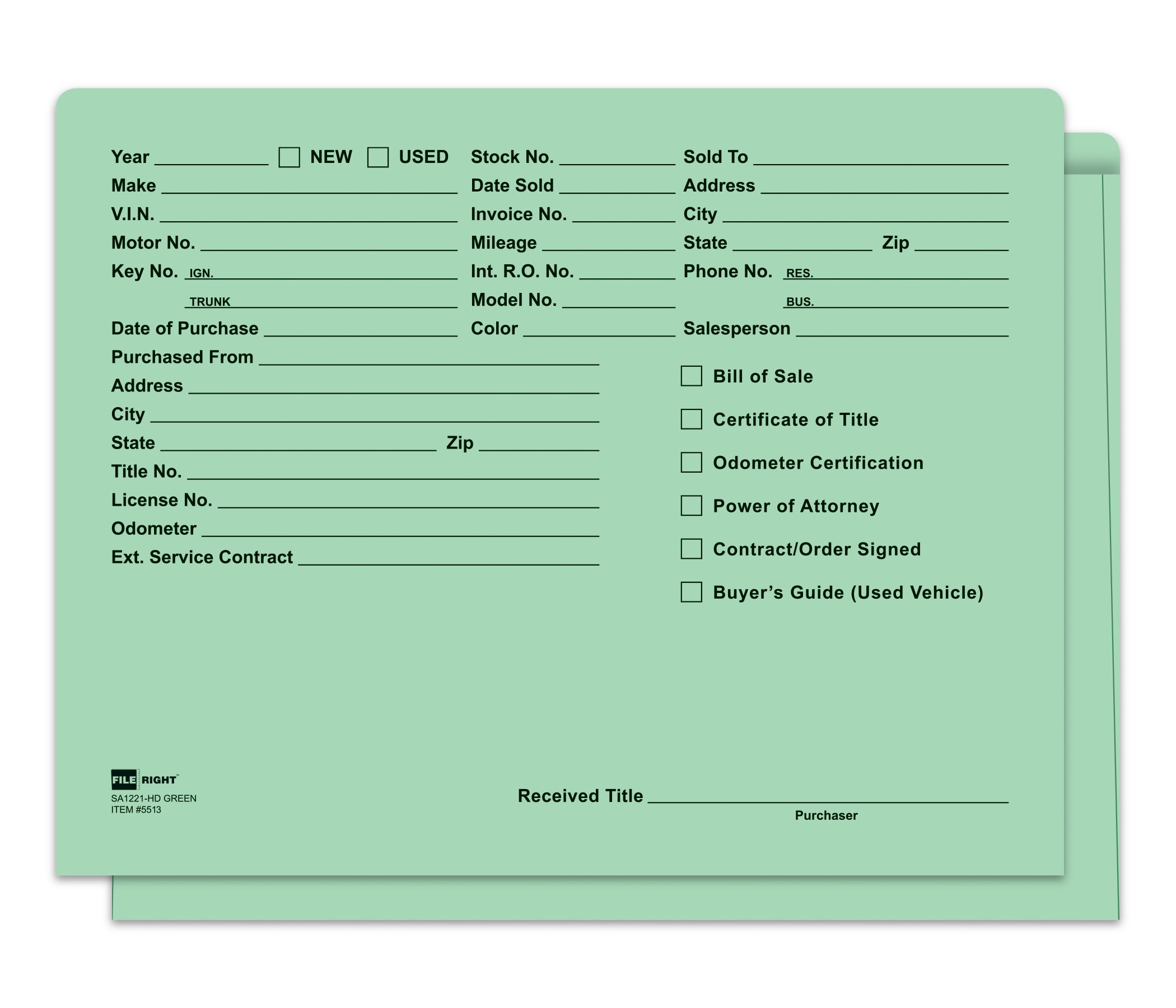 Heavy Duty Deal Jacket, Printed - SA1221-HD-GREEN - Box of 100