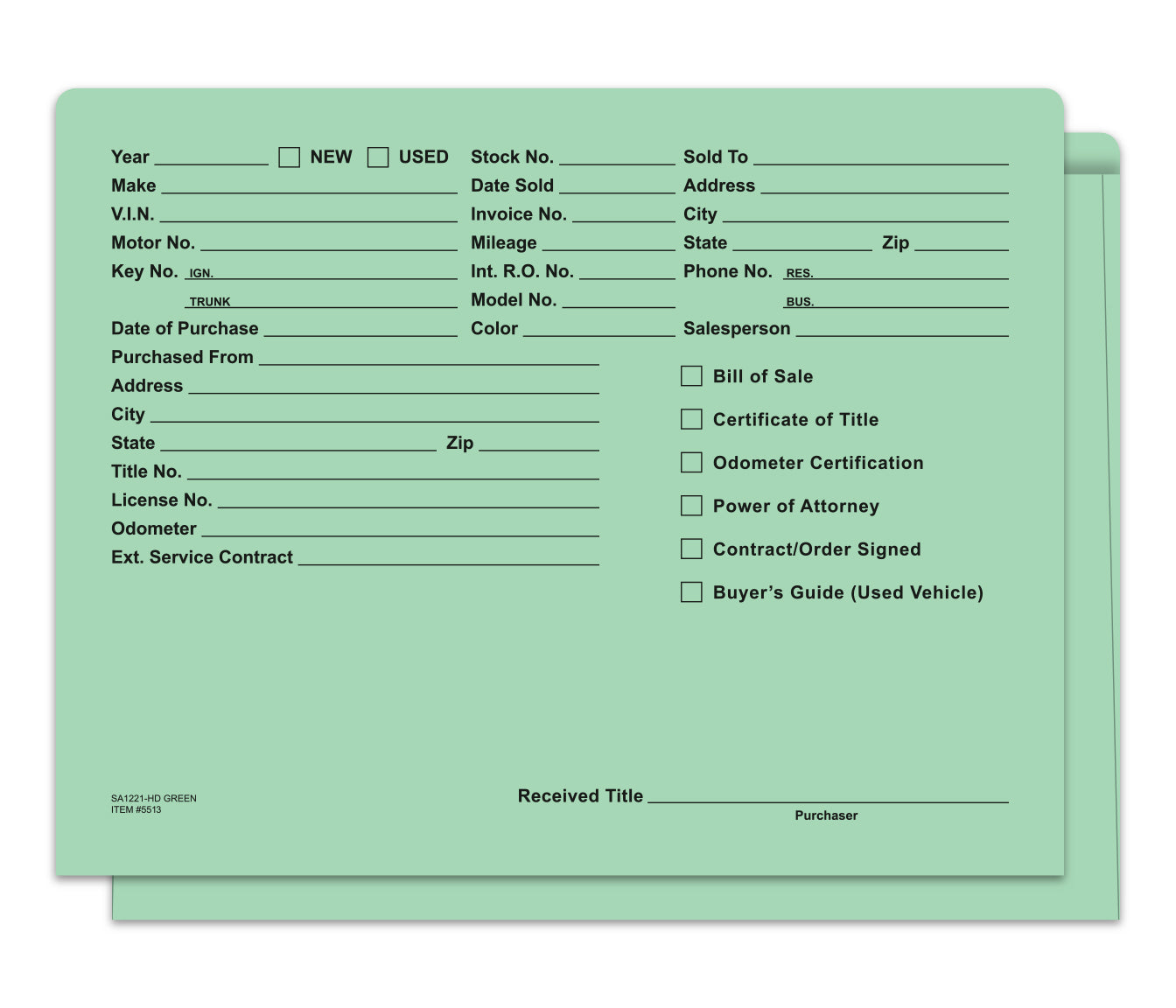 Heavy Duty Deal Jacket, Printed - SA1221-HD-GREEN - Box of 500