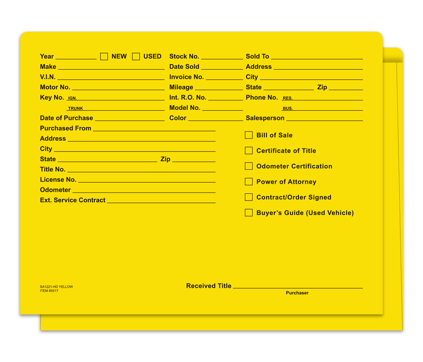 Heavy Duty Deal Jacket, Printed - SA1221-HD-YELLOW - Box of 500