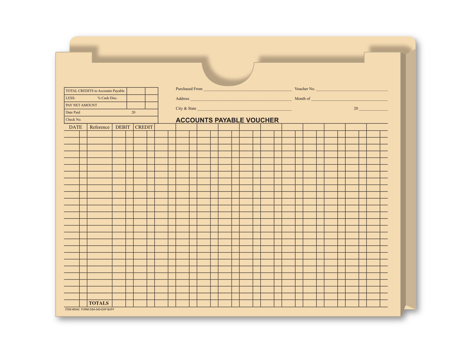 Exp Acnts Pay Vouchr Jackets, 1" Gusset - BUFF - Box of 50