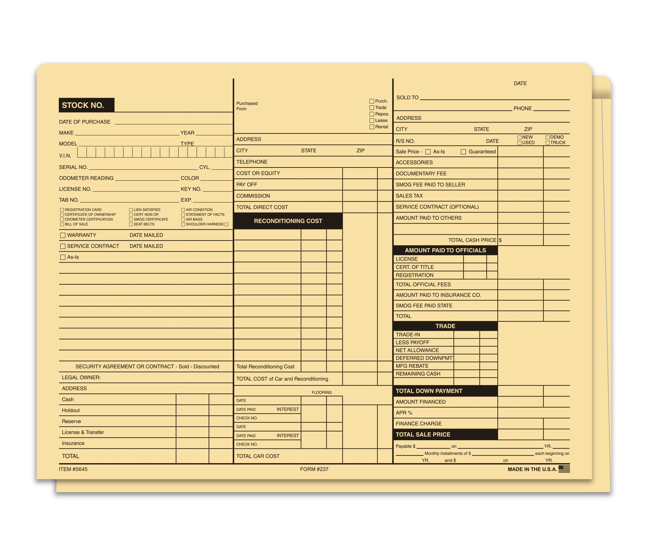 Heavy Stock Deal Jackets Printed- Black No Stripe- #237 Pack of 100