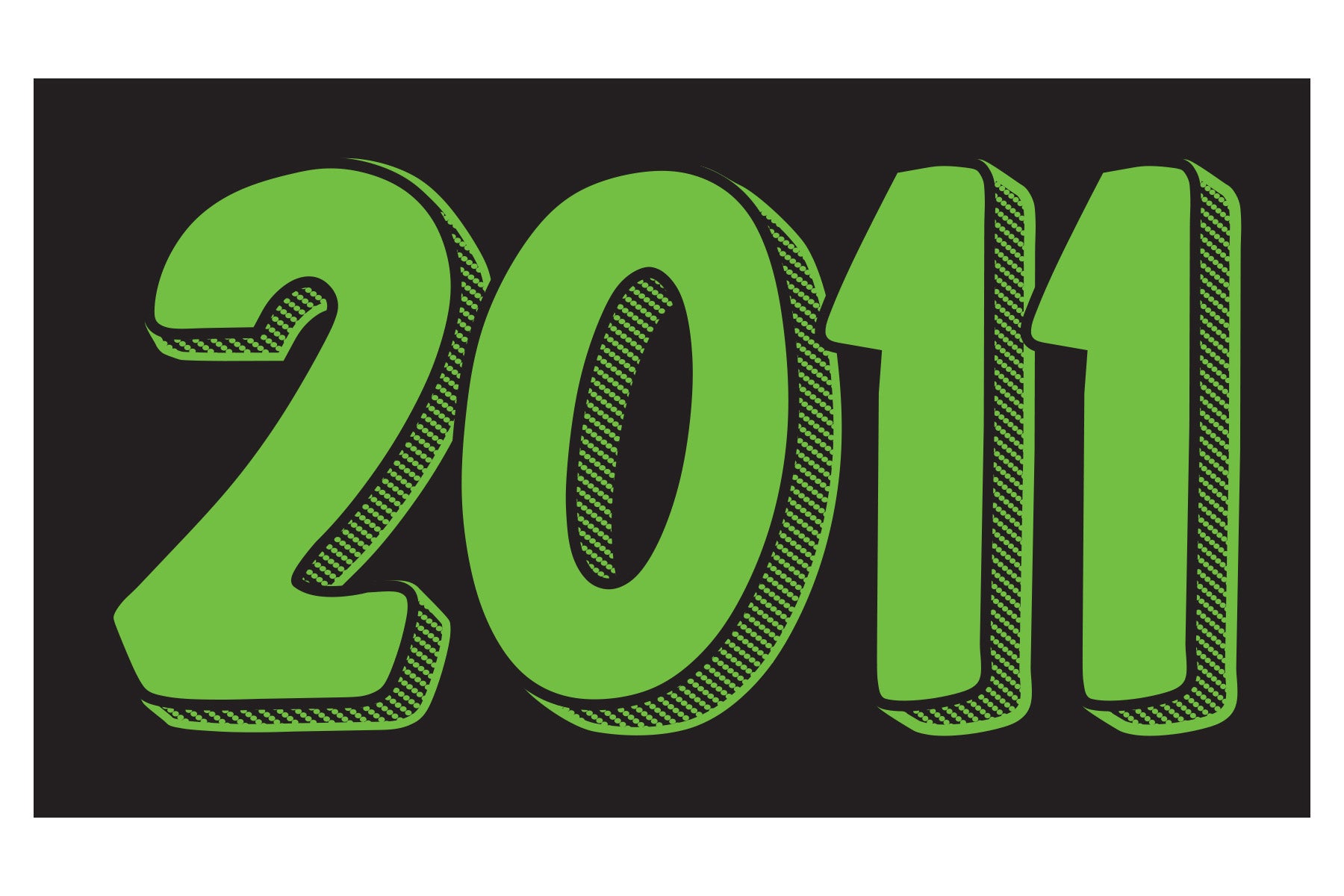 Rectangle Year Window Sticker - 2011 GREEN on BLACK - Qty. 12