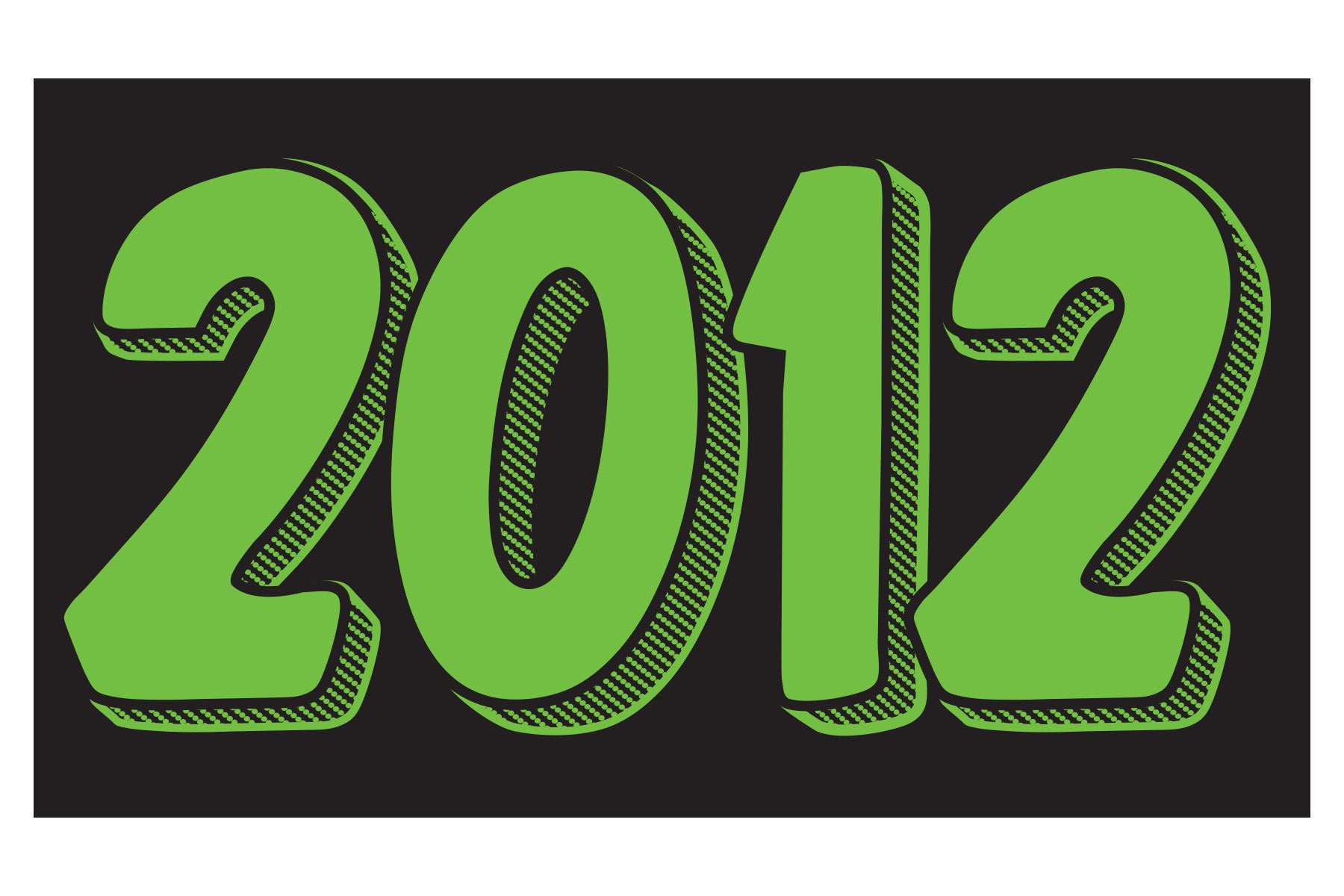 Rectangle Year Window Sticker - 2012 GREEN on BLACK - Qty. 12
