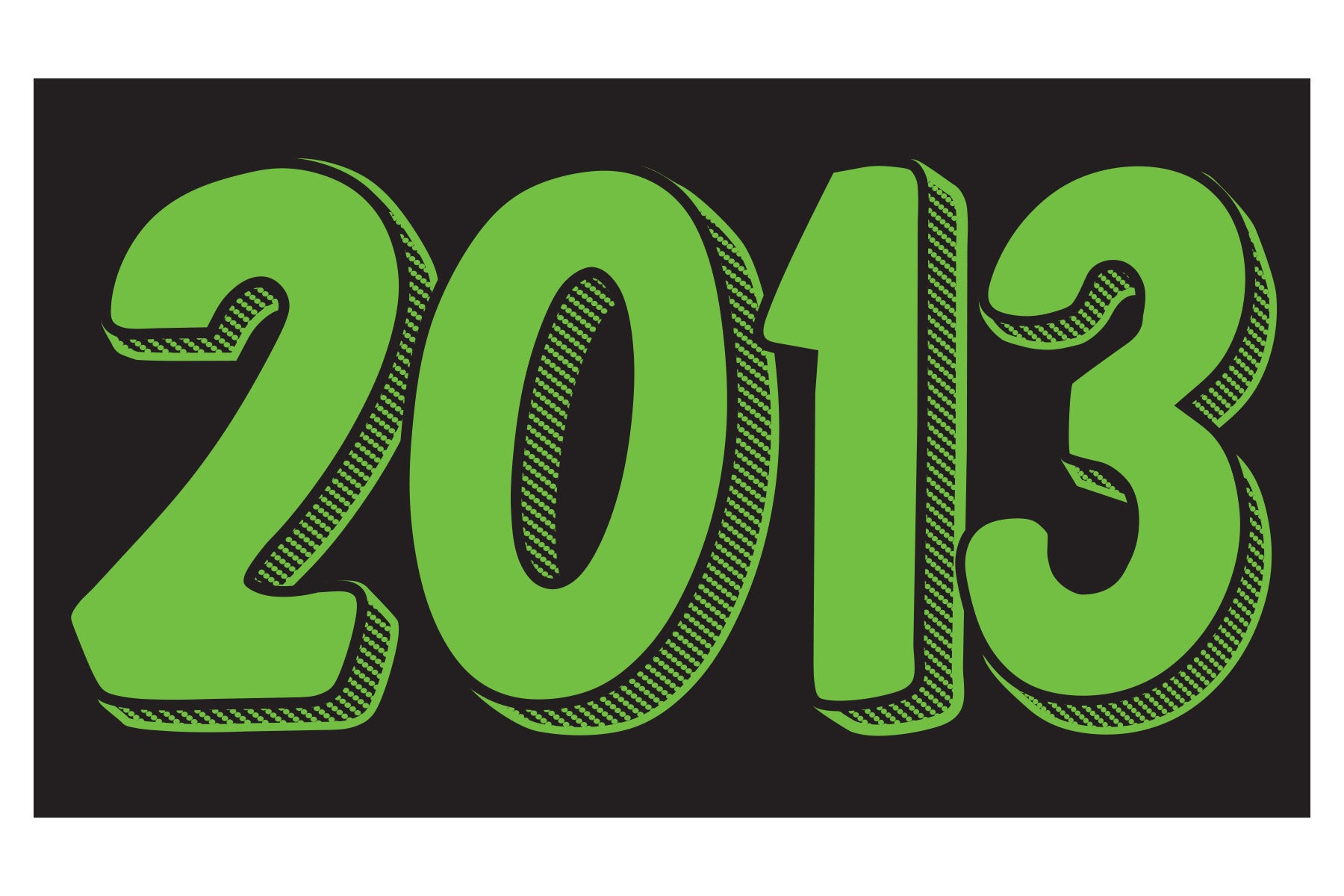 Rectangle Year Window Sticker - 2013 GREEN on BLACK - Qty. 12