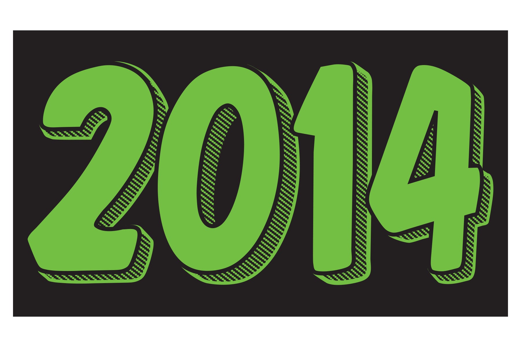 Rectangle Year Window Sticker - 2014 GREEN on BLACK - Qty. 12