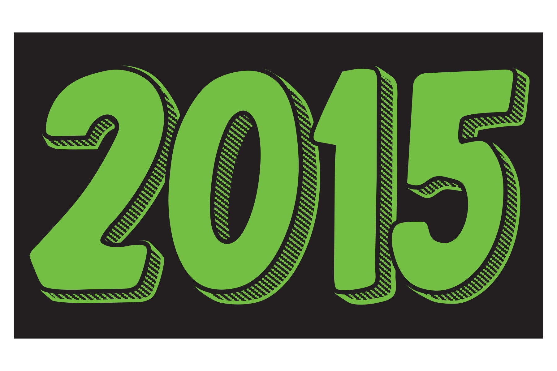 Rectangle Year Window Sticker - 2015 GREEN on BLACK - Qty. 12