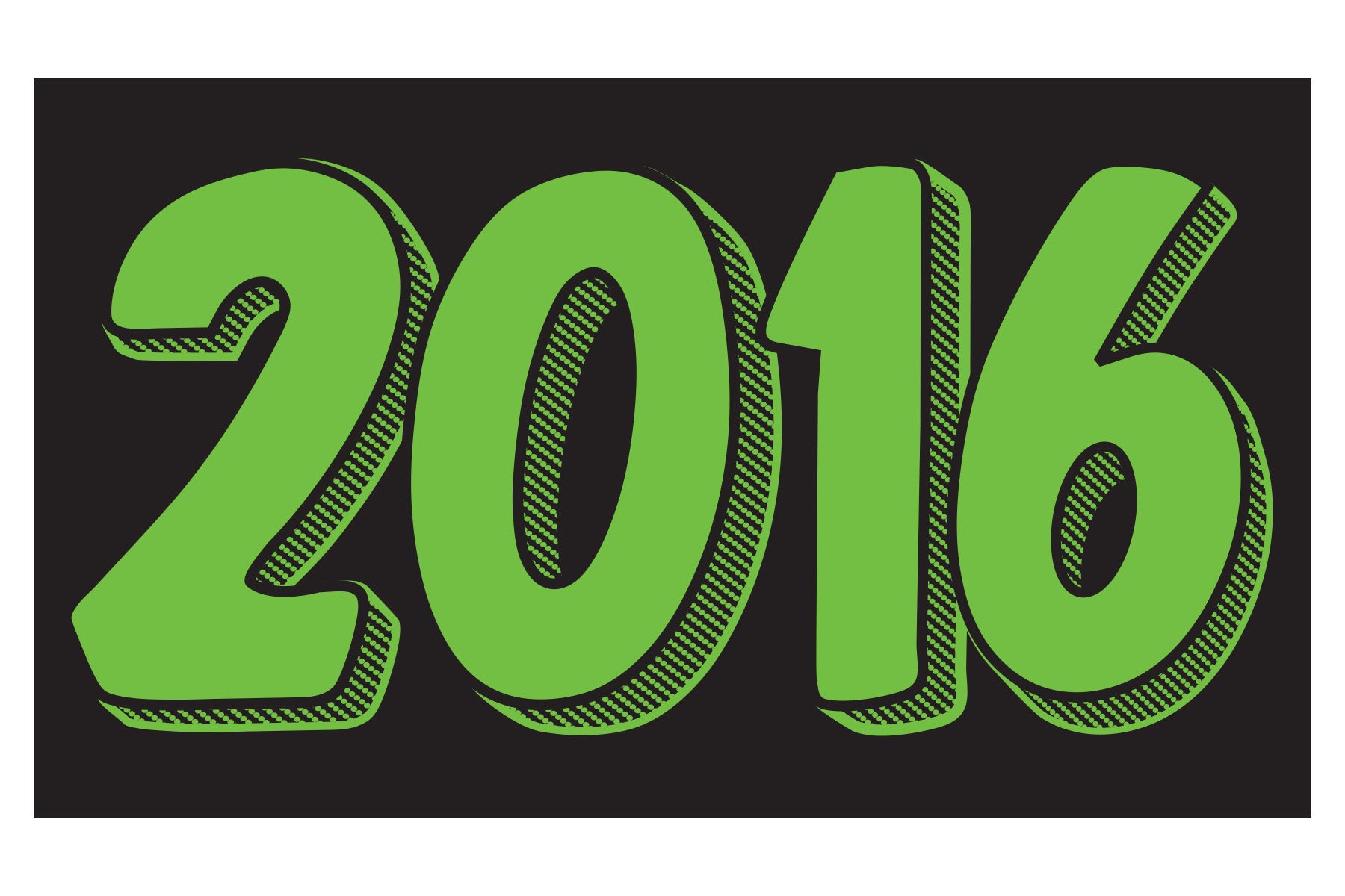 Rectangle Year Window Sticker - 2016 GREEN on BLACK - Qty. 12