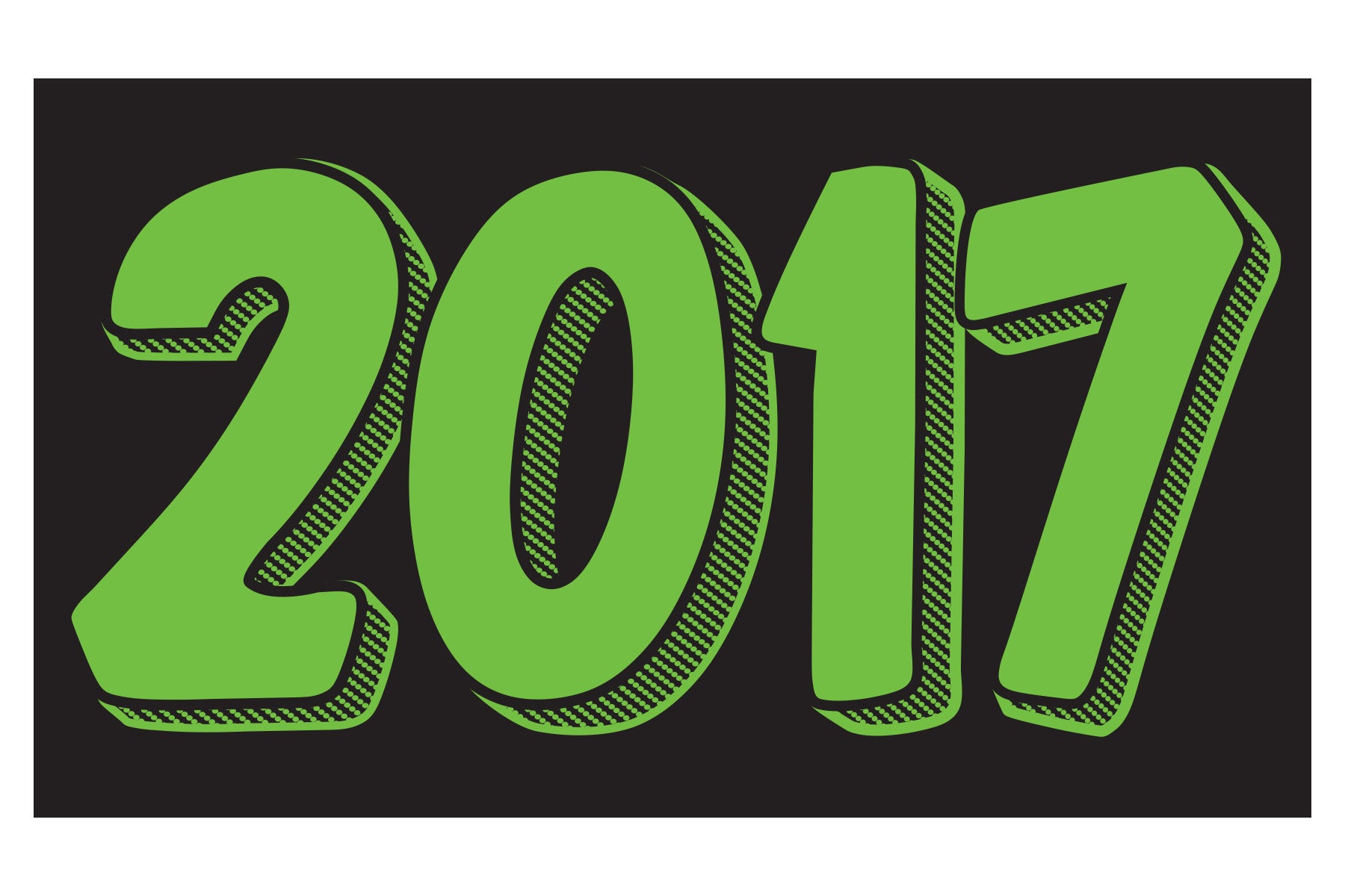 Rectangle Year Window Sticker - 2017 GREEN on BLACK - Qty. 12