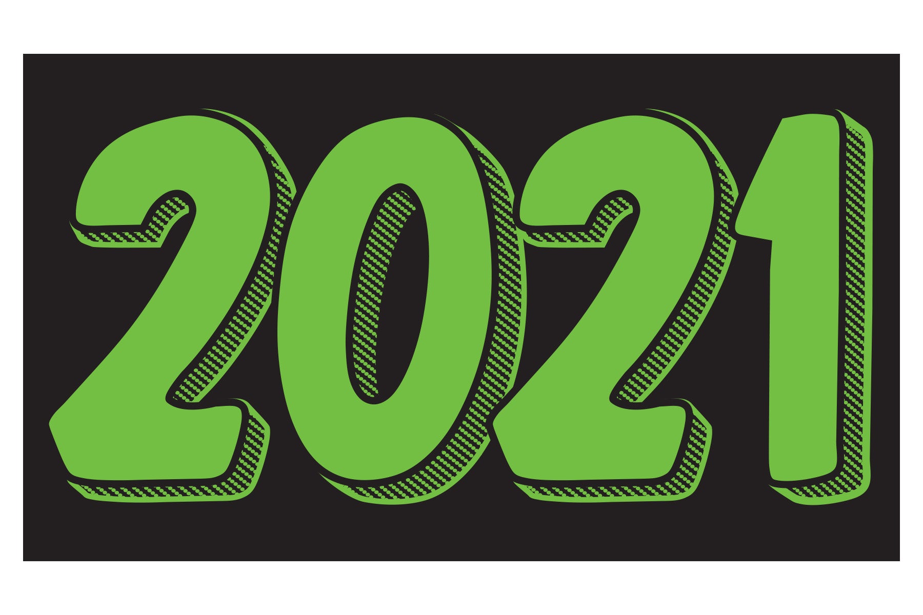 Rectangle Year Window Sticker - 2021 GREEN on BLACK - Qty. 12