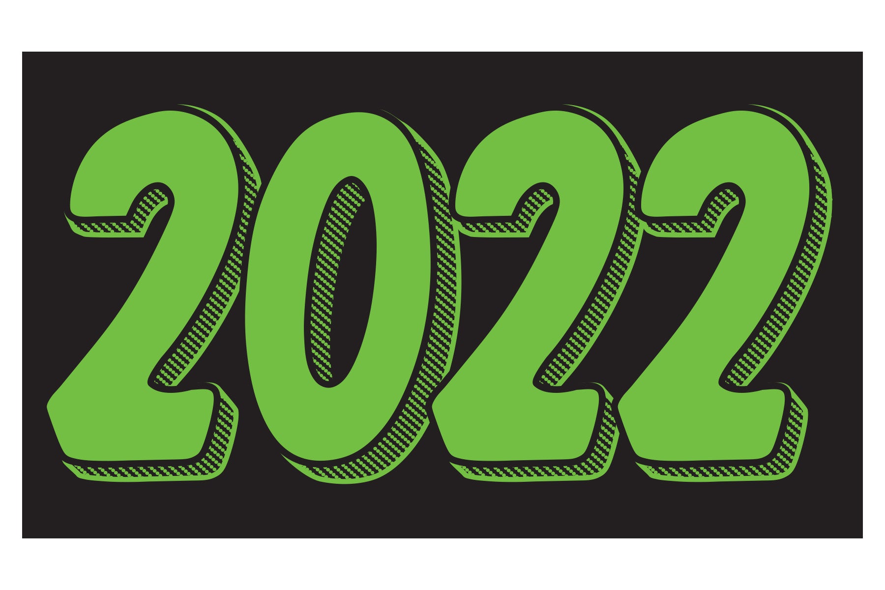 Rectangle Year Window Sticker - 2022 GREEN on BLACK - Qty. 12