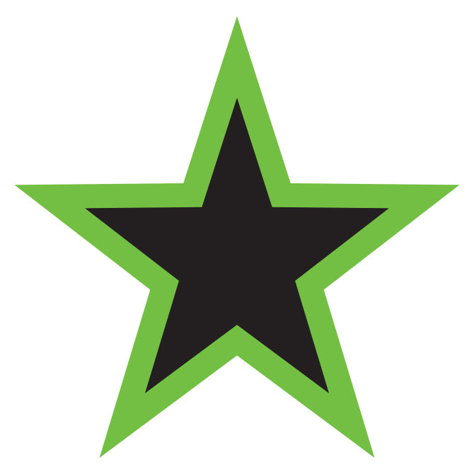 Window Sticker - Star - Green & Black - 5" - Qty. 12