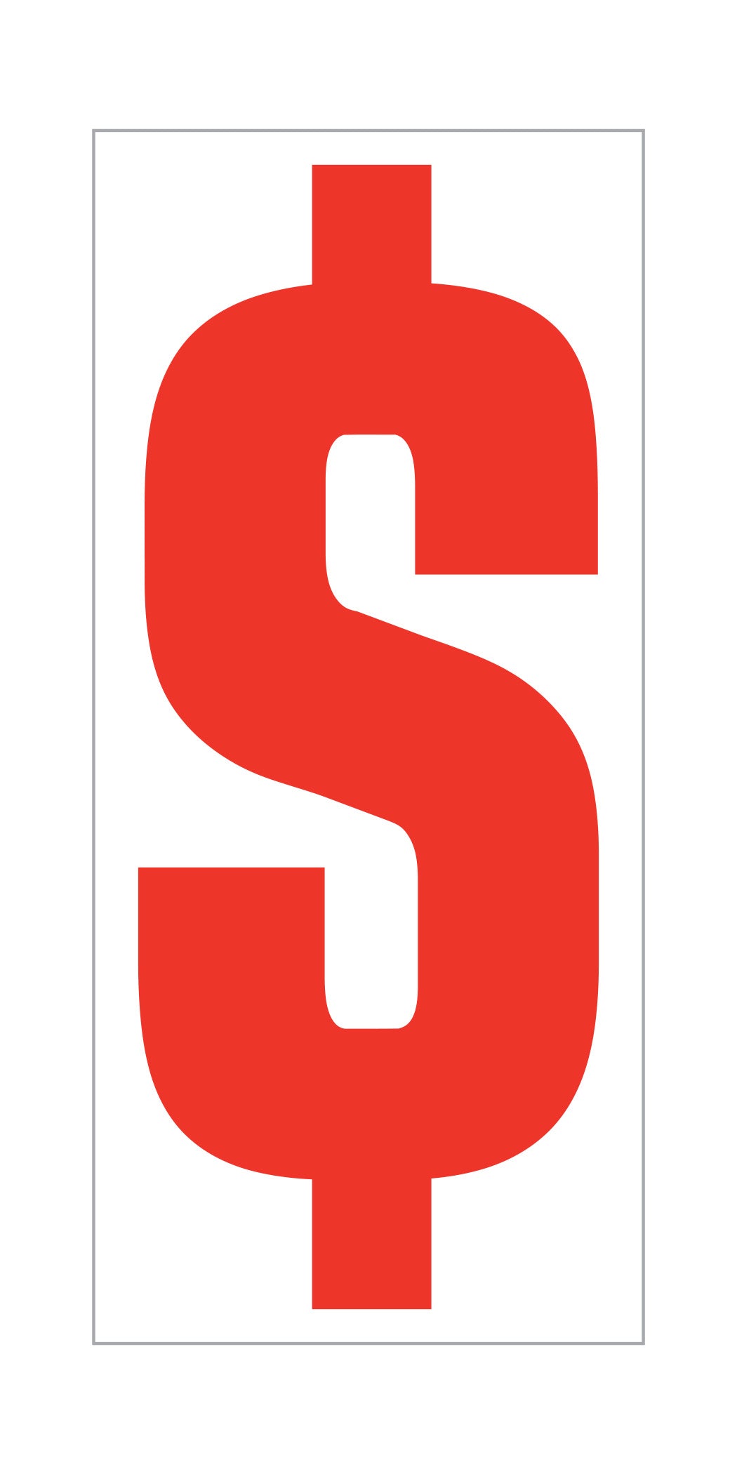 Window Sticker - 5-1/2"" Fluor. RED on WHITE $ - Qty. 12