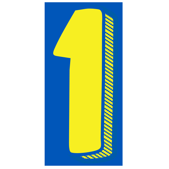 Window Sticker - 7 1/2" Blue/Yellow #1 - Qty. 12