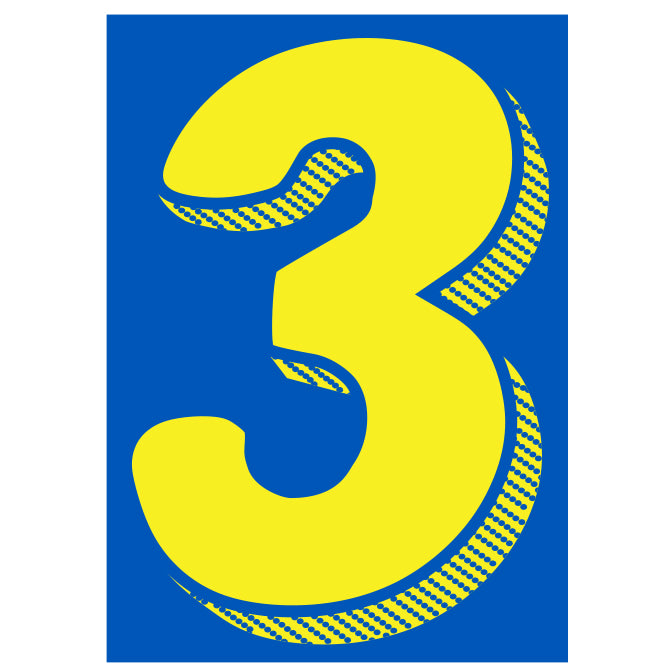 Window Sticker - 7 1/2" Blue/Yellow #3 - Qty. 12