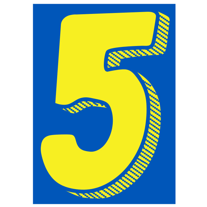 Window Sticker - 7 1/2" Blue/Yellow #5 - Qty. 12