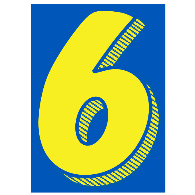 Window Sticker - 7 1/2" Blue/Yellow #6 - Qty. 12