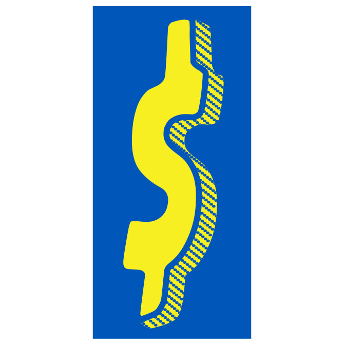 Window Sticker - 7 1/2" Blue/Yellow "$" - Qty. 12