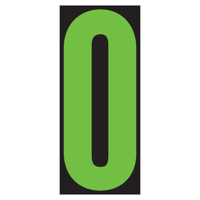 Window Sticker - 5-1/2" Fluor. Green/Black #0 - Qty. 12