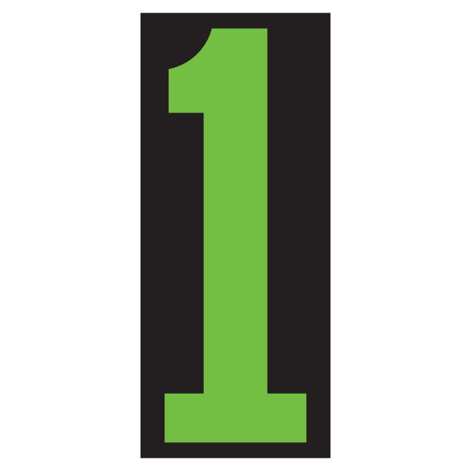 Window Sticker - 5-1/2" Fluor. Green/Black #1 - Qty. 12
