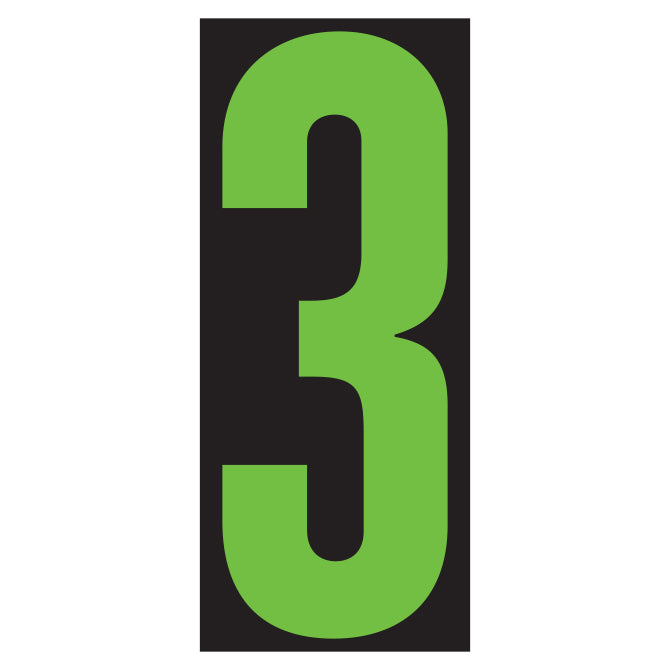Window Sticker - 5-1/2" Fluor. Green/Black #3 - Qty. 12