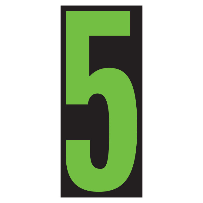 Window Sticker - 5-1/2" Fluor. Green/Black #5 - Qty. 12