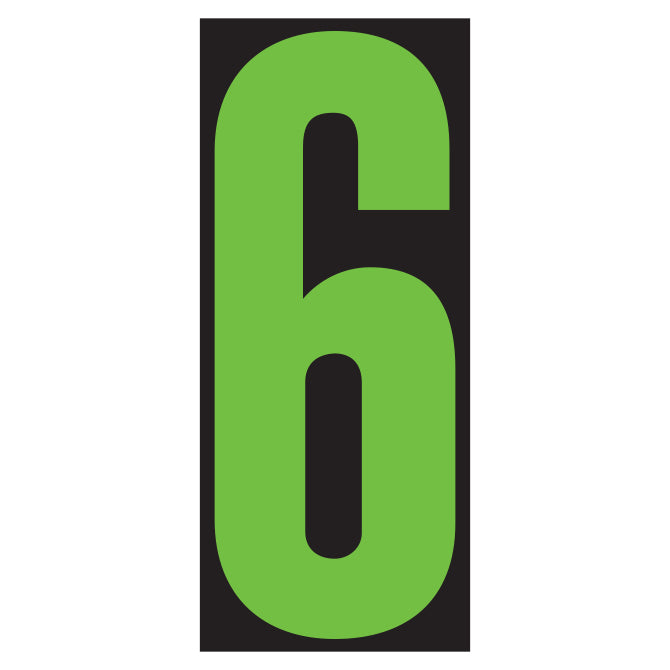 Window Sticker - 5-1/2" Fluor. Green/Black #6 - Qty. 12