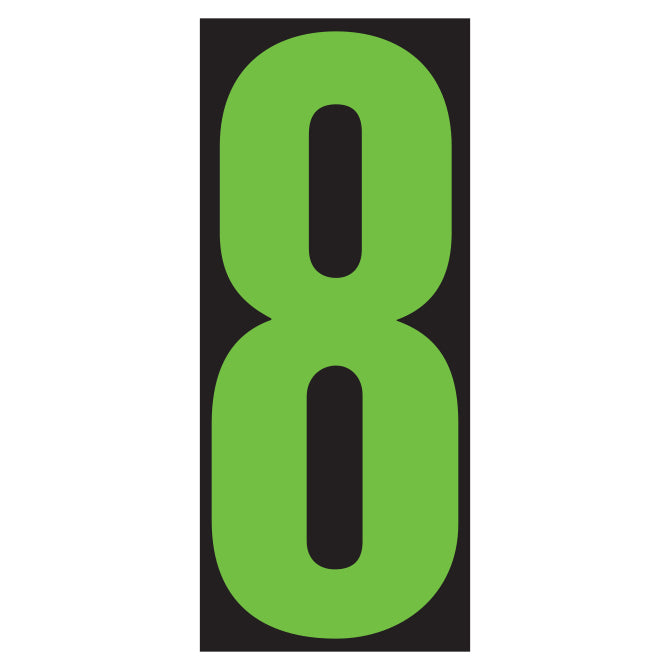 Window Sticker - 5-1/2" Fluor. Green/Black #8 - Qty. 12