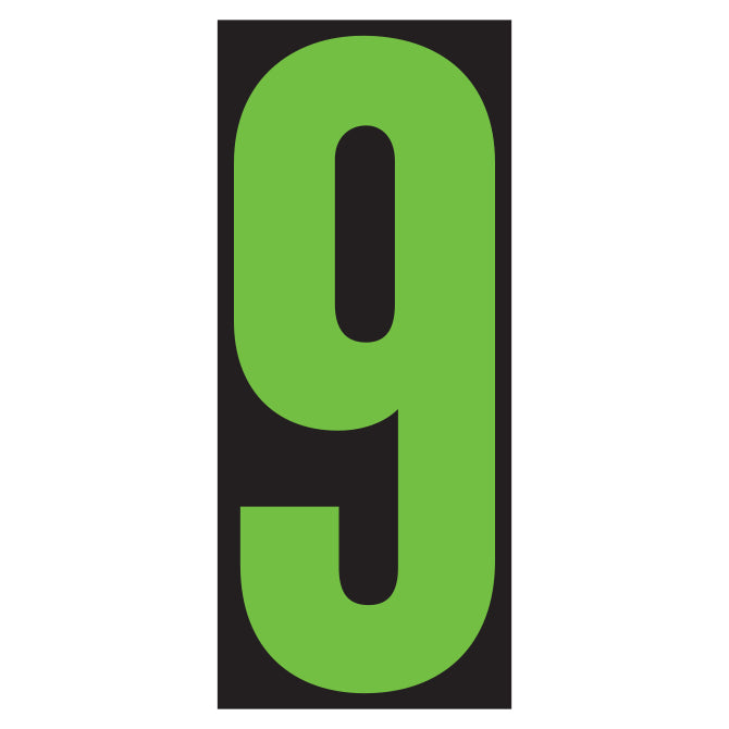 Window Sticker - 5-1/2" Fluor. Green/Black #9 - Qty. 12
