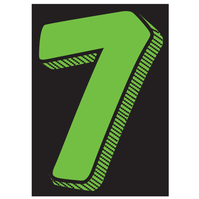 Window Sticker - 7 1/2" Fluor. Green/Black #7 - Qty. 12