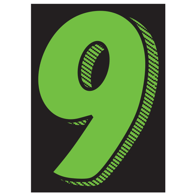 Window Sticker - 7 1/2" Fluor. Green/Black #9 - Qty. 12