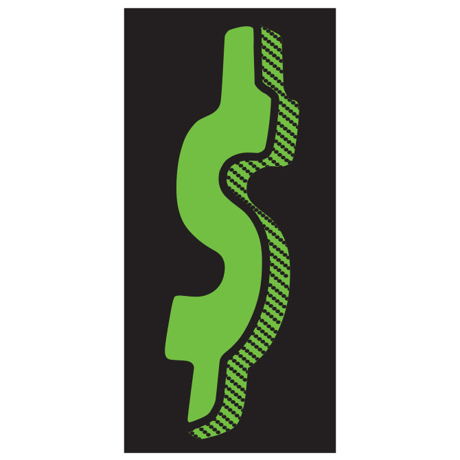 Window Sticker - 7 1/2" Flour. Green/Black  "$" - Qty. 12