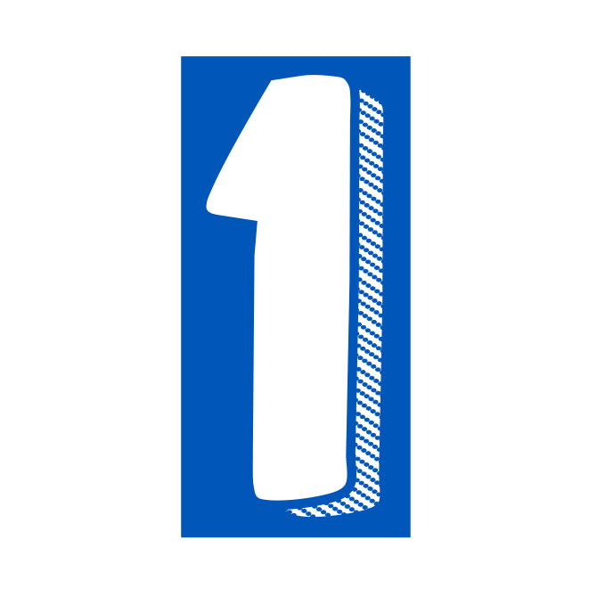 Window Sticker - 7 1/2"  White/Blue #1 - Qty. 12