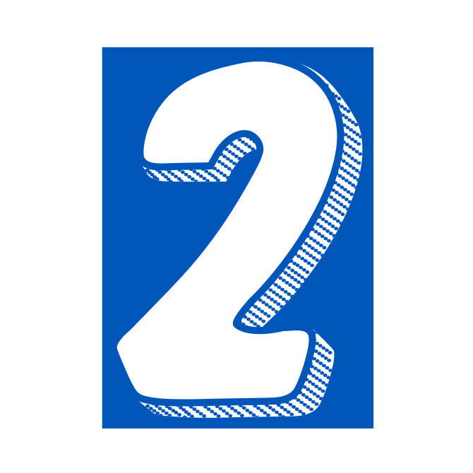 Window Sticker - 7 1/2"  White/Blue #2 - Qty. 12