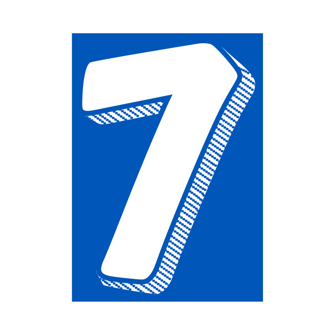 Window Sticker - 7 1/2"  White/Blue #7 - Qty. 12