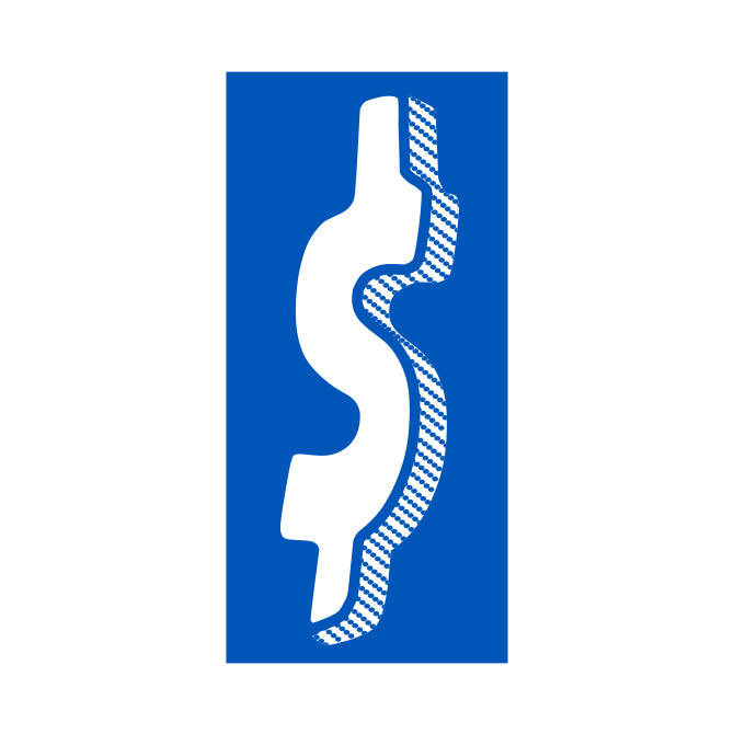 Window Sticker - 7 1/2"  White/Blue "$" - Qty. 12